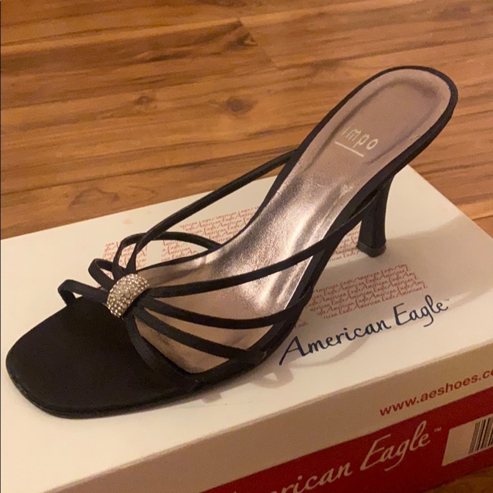 Black strappy mules size 8